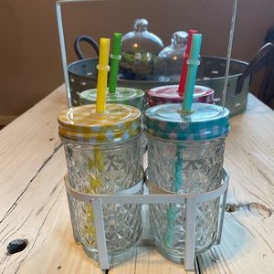 Pioneer Woman Glass set With Metal Carrier!